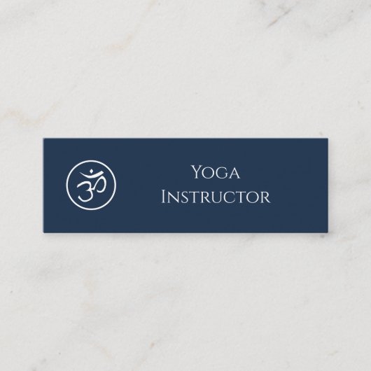 QR-Code Yoga Instructor Om Symbol Navy Blue Mini Visitenkarte (Vorderseite)