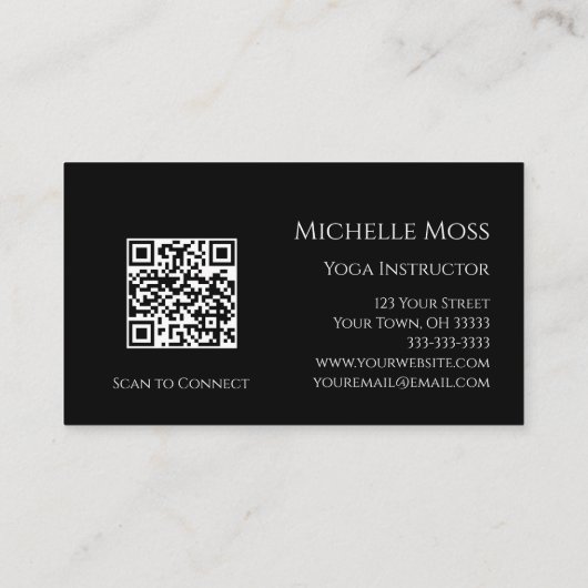 QR-Code Yoga Instructor Om Symbol Schwarz-weiß Visitenkarte (Rückseite)