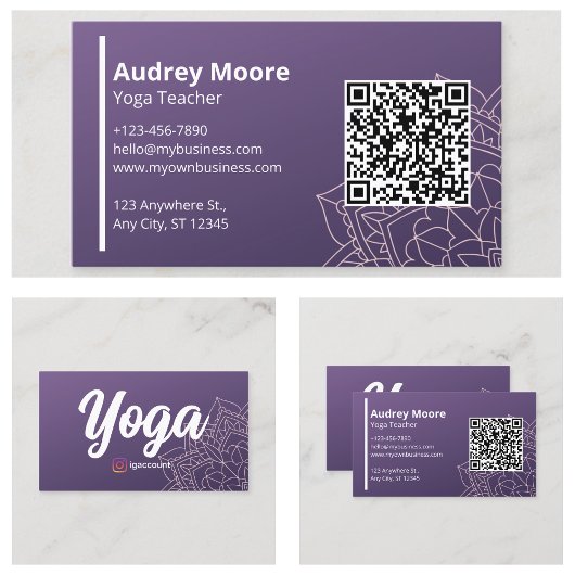 QR Code Yoga Lehrer Vorlagen Visitenkarte