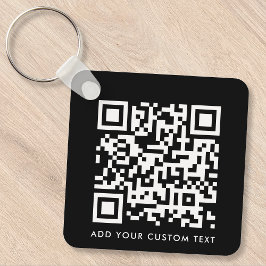QR Code | Your Text Black Modern Minimalist Schlüsselanhänger