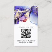 *~* QR CODE Yummy Denim Blue Gold Gilded Visitenkarte (Vorderseite)