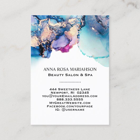 *~* QR CODE Yummy Türkis AP29 Gold Gilded Visitenkarte (Rückseite)