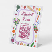 QR-Code ZAHLEN SCAN Bauernmarkt Bauernstand CUSTOM Sockelschild (Vorderseite)