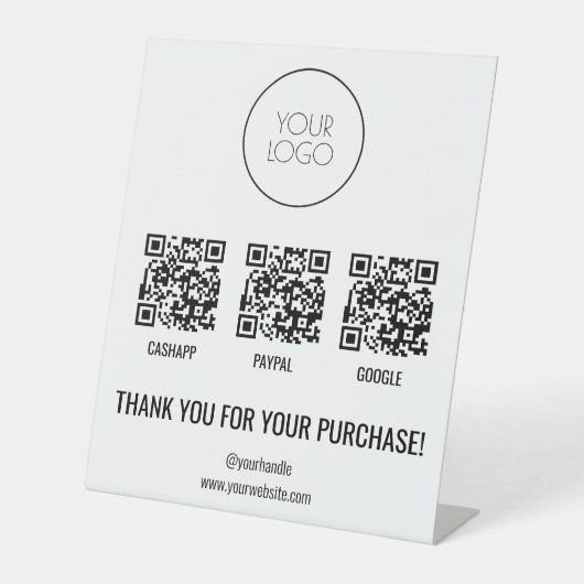 QR Code Zahlung Cashapp Paypal Ihr Logo Sockelschild (Vorderseite)