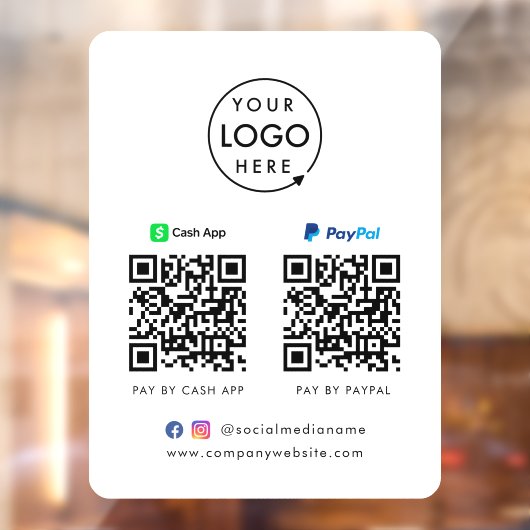 QR-Code-Zahlung | CashApp Paypal Scan to Pay Logo Fensteraufkleber (Blatt 2)