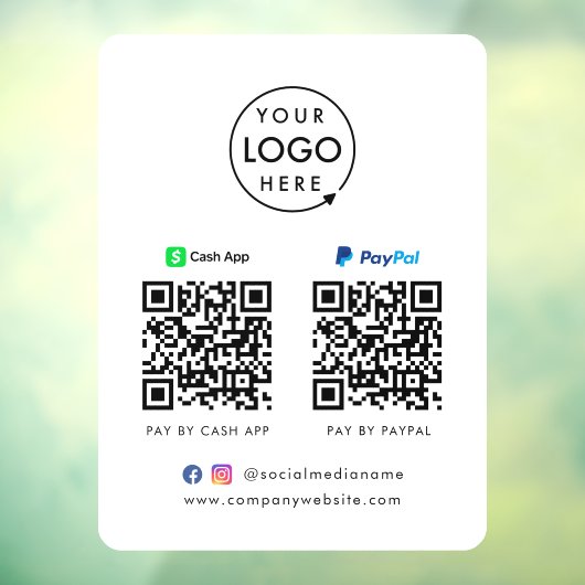 QR-Code-Zahlung | CashApp Paypal Scan to Pay Logo Fensteraufkleber
