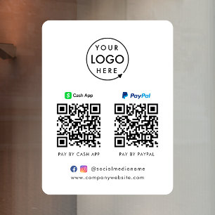 QR-Code-Zahlung CashApp Paypal Scan to Pay Logo Fensteraufkleber