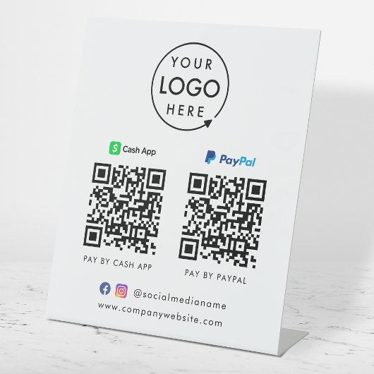QR-Code-Zahlung | CashApp Paypal Scan to Pay Logo Sockelschild