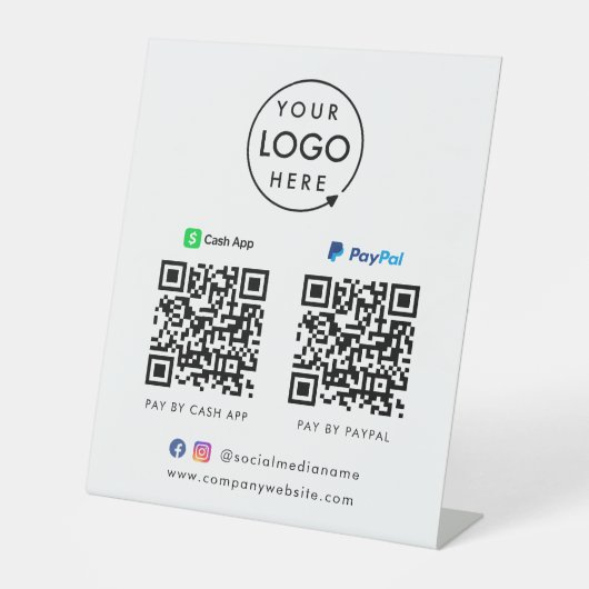 QR-Code-Zahlung | CashApp Paypal Scan to Pay Logo Sockelschild (Vorderseite)