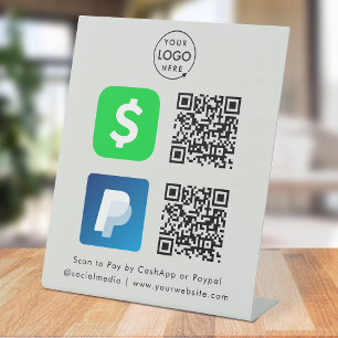 QR-Code-Zahlung   CashApp Paypal Scan zur Zahlung  Sockelschild
