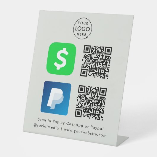 QR-Code-Zahlung | CashApp Paypal Scan zur Zahlung  Sockelschild (Vorderseite)