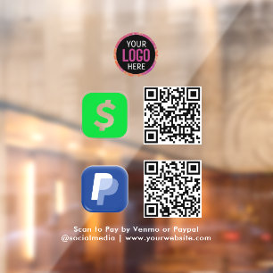 QR-Code-Zahlung CashApp Paypal Scannen zum Bezah Fensteraufkleber