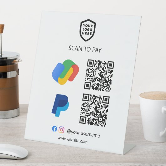 QR-Code-Zahlung | Google Pay & Paypal Scan zu zahl Sockelschild (In Situ)