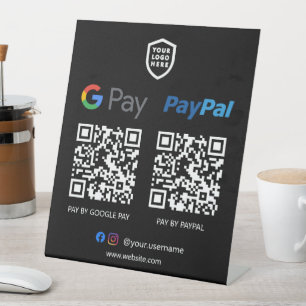 QR-Code-Zahlung   Google Pay & Paypal Scan zu zahl Sockelschild