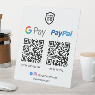 QR-Code-Zahlung   Google Pay & Paypal Scan zu zahl Sockelschild