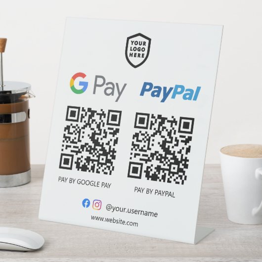 QR-Code-Zahlung | Google Pay & Paypal Scan zu zahl Sockelschild (In Situ)