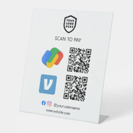 QR-Code-Zahlung | Google Pay & Venmo Scan zu bezah Sockelschild