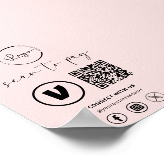 QR-Code-Zahlung in Rosa - Scan to Pay Business-Log Poster (Ecke)