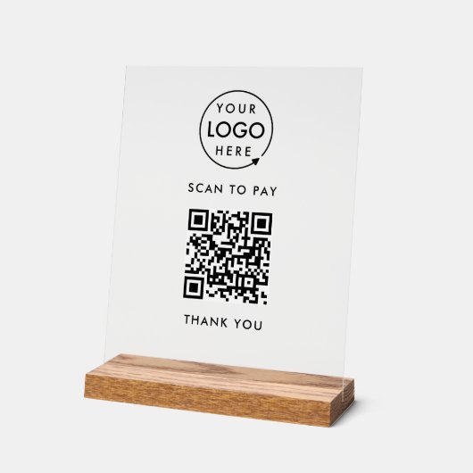 QR-Code-Zahlung | Kontakt mit Logos Acrylschild (Winkel)
