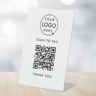 QR-Code-Zahlung Kontakt mit Logos Sockelschild