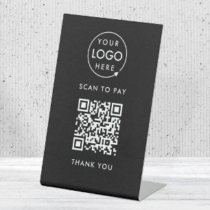 QR-Code-Zahlung Kontakt mit schwarzen Logos Sockelschild