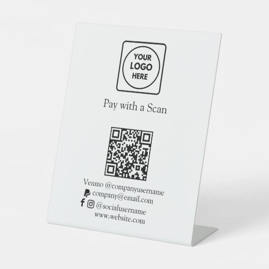 QR-Code-Zahlung | Kundenspezifische Zelle PayPal-G Sockelschild (Vorderseite)