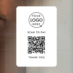 QR-Code-Zahlung Logo kontaktloser Scan zum Bezah Fensteraufkleber
