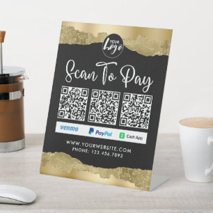 QR-Code-Zahlung Logo scannen, um zu zahlen Sockelschild