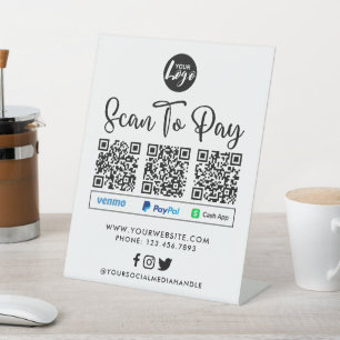QR-Code-Zahlung Logo scannen, um zu zahlen Sockelschild