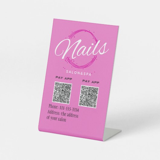 QR-Code Zahlung modern minimalistisch für Nagelsal Sockelschild (Vorderseite)