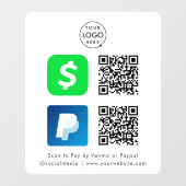 QR-Code-Zahlung | PayPal-Scan von CashApp zur Beza Fensteraufkleber (Blatt)