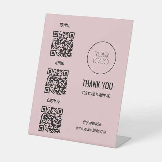 QR-Code Zahlung Rosa Farbrosa Salon Scan zu bezahl Sockelschild (Vorderseite)