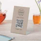 QR-Code-Zahlung | Rustic Kraft Logo Scan to Pay Sockelschild (In SItu)