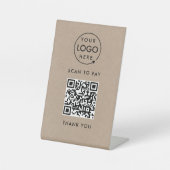 QR-Code-Zahlung | Rustic Kraft Logo Scan to Pay Sockelschild (Vorderseite)