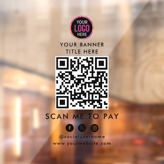 QR-Code-Zahlung | Scan to Pay Business Logo Fensteraufkleber (Blatt 2)
