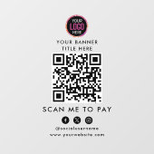 QR-Code-Zahlung | Scan to Pay Business Logo Fensteraufkleber (Blatt)