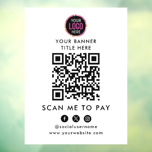 QR-Code-Zahlung | Scan to Pay Business Logo Fensteraufkleber (Blatt 3)