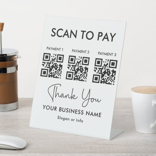 QR-Code-Zahlung | Scan to Pay Business White Sockelschild (In SItu)