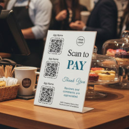 QR-Code-Zahlung - Scannen zum Bezahlen Firmenlogo Sockelschild