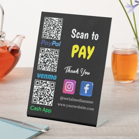 QR-Code-Zahlung | Venmo Paypal CashApp Scan zu bez Sockelschild (In Situ)