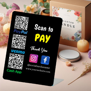 QR-Code-Zahlung   Venmo Paypal CashApp Scan zu bez Sockelschild
