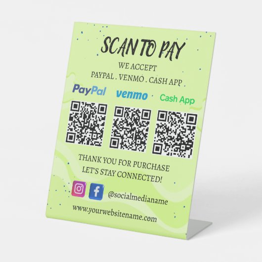 QR-Code-Zahlung | Venmo Paypal CashApp zum Bezahle Sockelschild (Vorderseite)