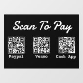 QR-Code-Zahlung | Venmo Paypal Scan to Pay Fensteraufkleber (Blatt)