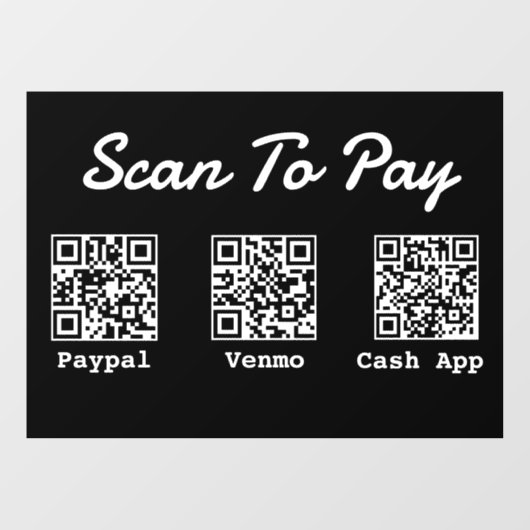 QR-Code-Zahlung | Venmo Paypal Scan to Pay Fensteraufkleber (Blatt)