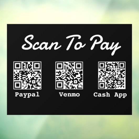 QR-Code-Zahlung | Venmo Paypal Scan to Pay Fensteraufkleber (Blatt 3)