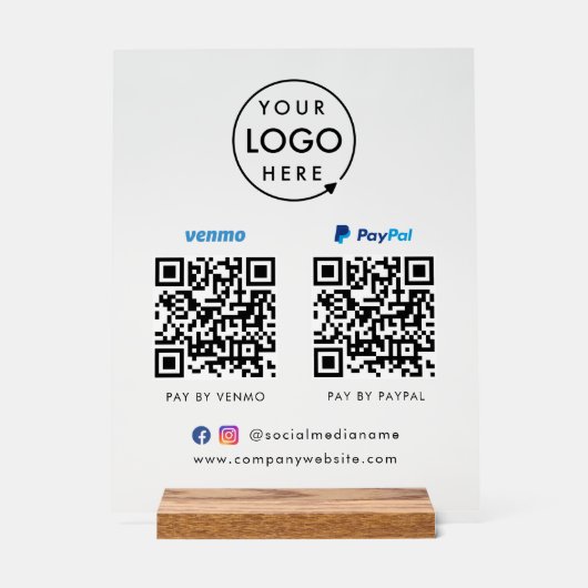 QR-Code-Zahlung | Venmo Paypal Scan to Pay Logo Acrylschild (Vorderseite)