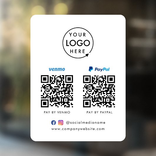 QR-Code-Zahlung | Venmo Paypal Scan to Pay Logo Fensteraufkleber