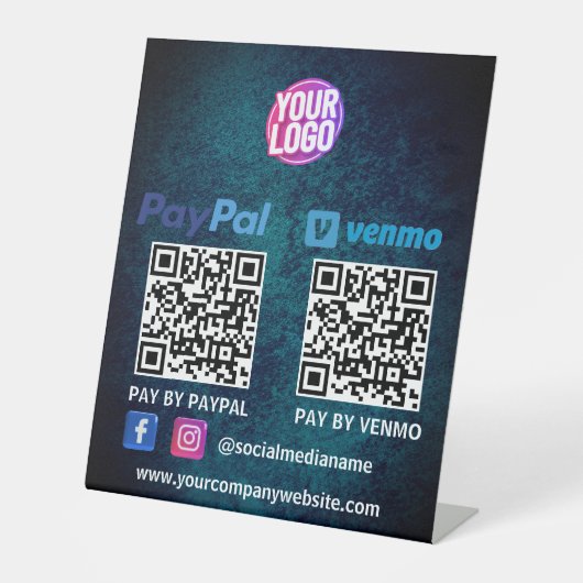 QR-Code-Zahlung | Venmo Paypal Scan to Pay Logo Sockelschild (Vorderseite)
