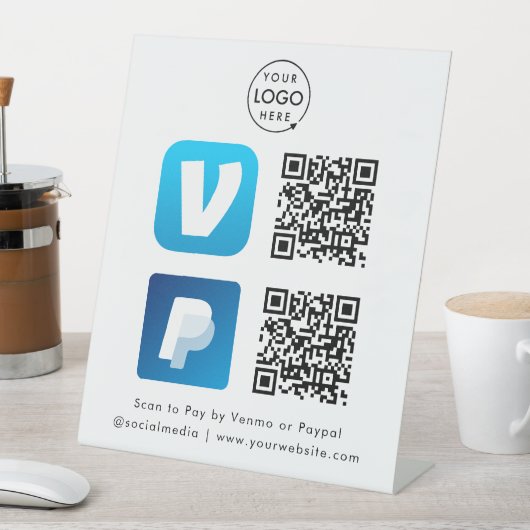 QR-Code-Zahlung | Venmo & Paypal Scan to Pay Logo Sockelschild (In Situ)