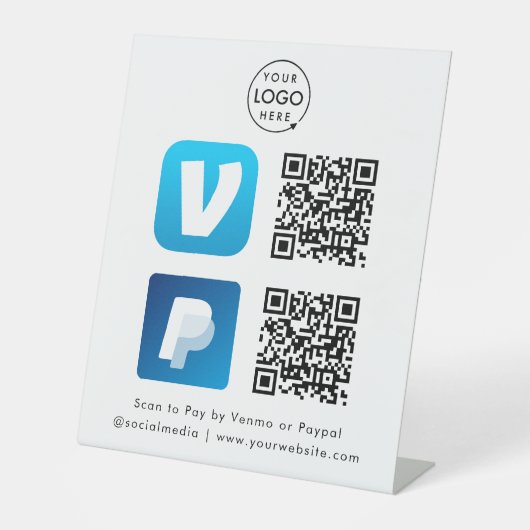 QR-Code-Zahlung | Venmo & Paypal Scan to Pay Logo Sockelschild (Vorderseite)